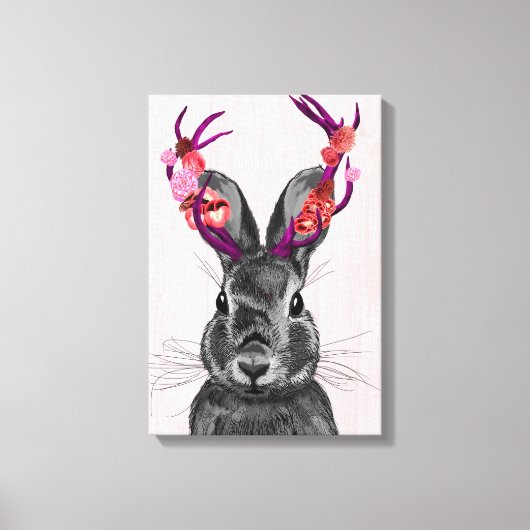 Jackalope mit rosa Antler Leinwanddruck (Vorderseite)