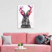 Jackalope mit rosa Antler Leinwanddruck (Insitu (Wohnzimmer))