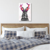 Jackalope mit rosa Antler Leinwanddruck (Insitu (Schlafzimmer))