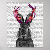 Jackalope mit rosa Antler Poster (Vorne)