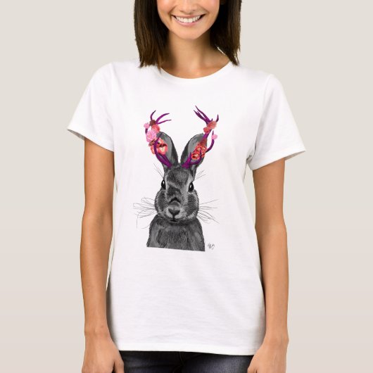 Jackalope mit rosa Antler T-Shirt (Vorderseite)