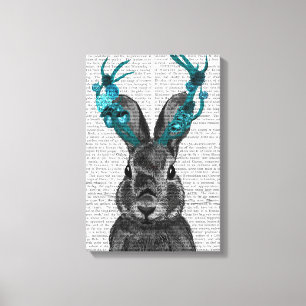 Jackalope mit türkisfarbenen Antlern Leinwanddruck