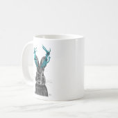 Jackalope mit türkisfarbenen Antlers Kaffeetasse (Vorderseite Links)