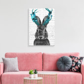Jackalope mit türkisfarbenen Antlers Leinwanddruck (Insitu (Wohnzimmer))