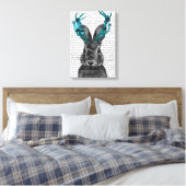 Jackalope mit türkisfarbenen Antlers Leinwanddruck (Insitu (Schlafzimmer))
