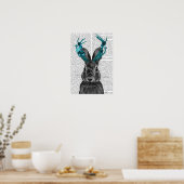 Jackalope mit türkisfarbenen Antlers Poster (Küche)