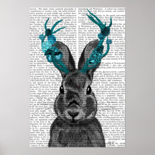 Jackalope mit türkisfarbenen Antlers Poster