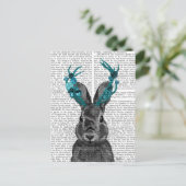 Jackalope mit türkisfarbenen Antlers Postkarte (Stehend Vorderseite)