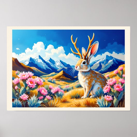 Jackalope Mountain Desert Just for Fun Poster (Vorne)