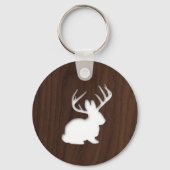 Jackalope on Dark Brown Wood Schlüsselanhänger (Vorderseite)