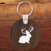 Jackalope on Dark Brown Wood Schlüsselanhänger (Vorderseite)