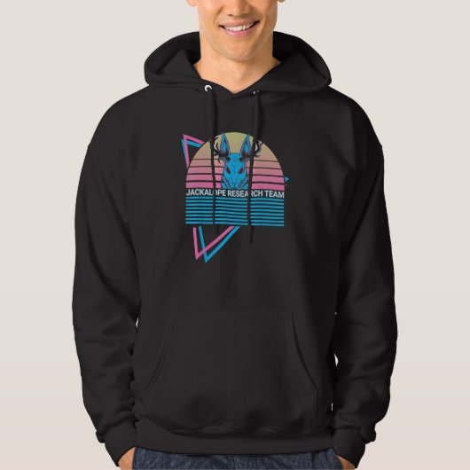 Jackalope Retro Cryptid Jackalope Research Team Hoodie (Vorderseite)