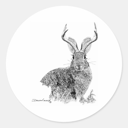 Jackalope Runder Aufkleber (Vorderseite)