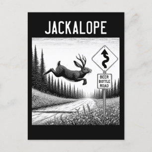 Jackalope springt über eine alte Straße Postkarte