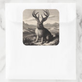 Jackalope Vintag Illustration Quadratischer Aufkleber (Tasche)