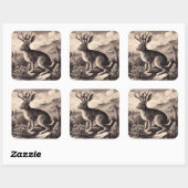 Jackalope Vintag Illustration Quadratischer Aufkleber (Blatt)