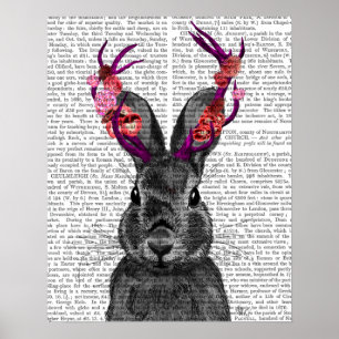 Jackalope with Pink Antlers Poster