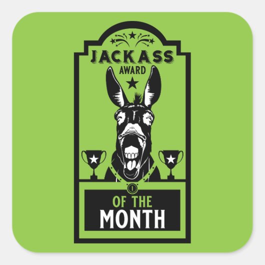 Jackass Award Quadratischer Aufkleber (Vorderseite)