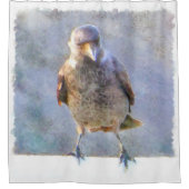 Jackdaw Watercolor Duschvorhang (Vorderseite)