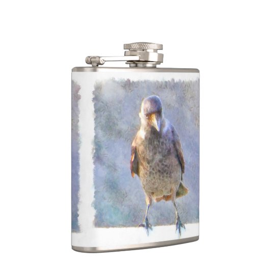 Jackdaw Watercolor Flachmann (Rechts)