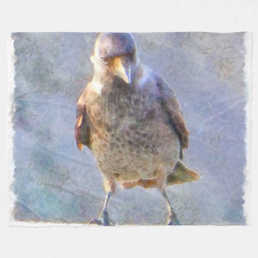 Jackdaw Watercolor Fleecedecke (Vorderseite (Horizontal))