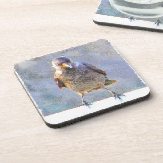 Jackdaw Watercolor Getränkeuntersetzer (Linke Seite)