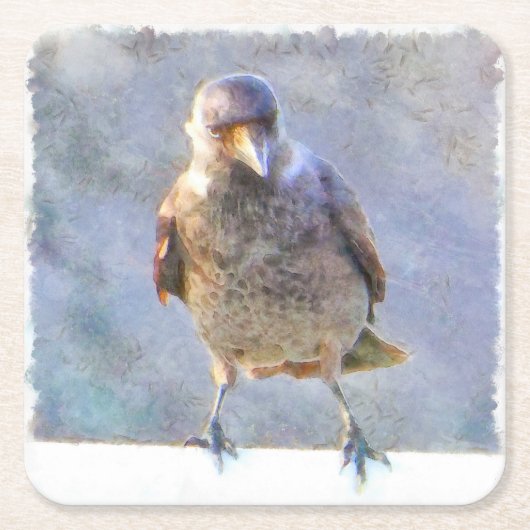 Jackdaw Watercolor Rechteckiger Pappuntersetzer (Vorderseite)