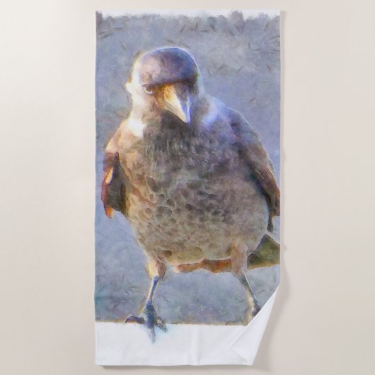 Jackdaw Watercolor Strandtuch (Vorderseite)