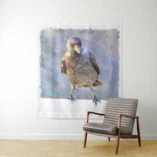 Jackdaw Watercolor Wandteppich