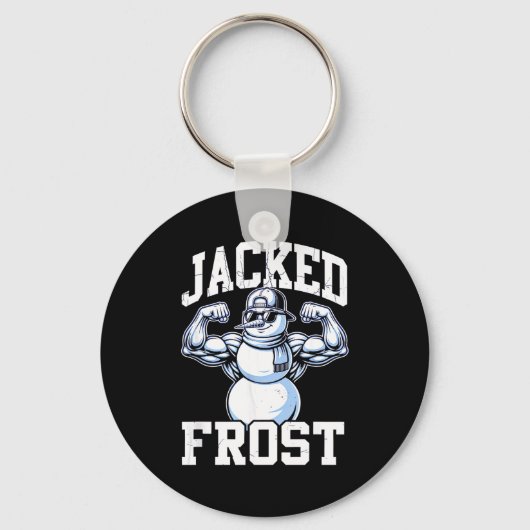 Jacked Frost Muscular Snowman Vintage Gym  Schlüsselanhänger (Vorderseite)
