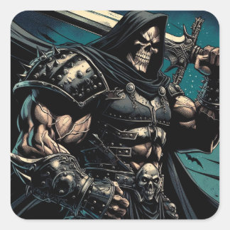 Jacked Necromancer Warrior Quadratischer Aufkleber