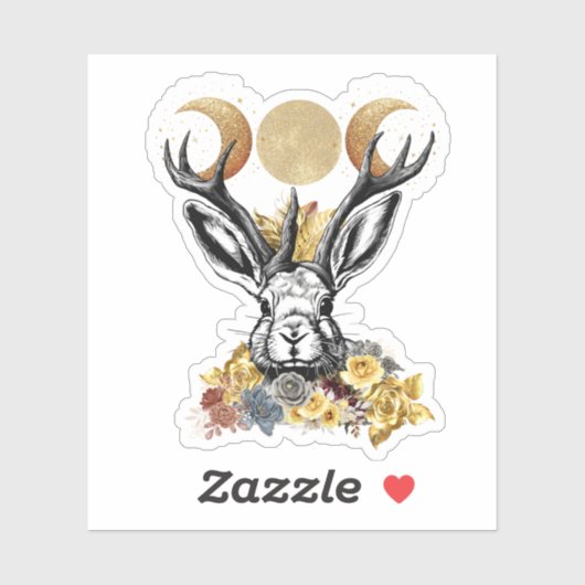 Jackelope Moon Goddess Sticker (Blatt)