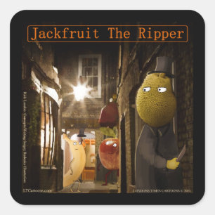 Jackfruit The Ripper Funny Rick London Quadratischer Aufkleber