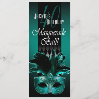 Jackie UK Aquamarin Black Masquerade 40. Geburtsta Karte