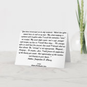 Jackies Gedicht Feiertagskarte (Rückseite)