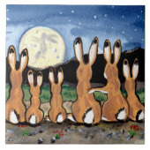 Jackkanbits Watching Moon Dark Blue 6" Tile Trivet Fliese (Vorderseite)