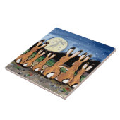 Jackkanbits Watching Moon Dark Blue 6" Tile Trivet Fliese (Seite)