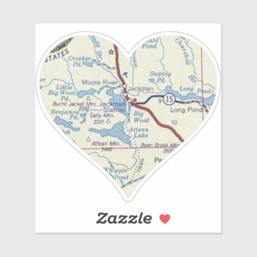 Jackman Maine Retro Map Aufkleber (Blatt)