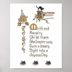 Jacko Lantern Pumpkin Cats Vintage Halloween-Kunst Poster