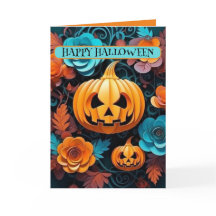 Jackolantern und Blume, 5 Zoll x 7 Zoll Faltkarte