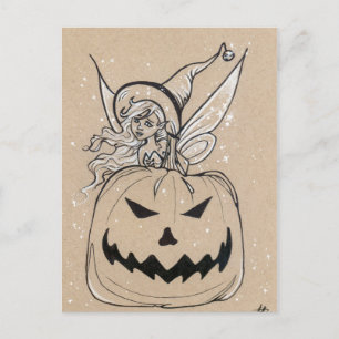 Jackolatern Fairy Halloween Postcard Postkarte