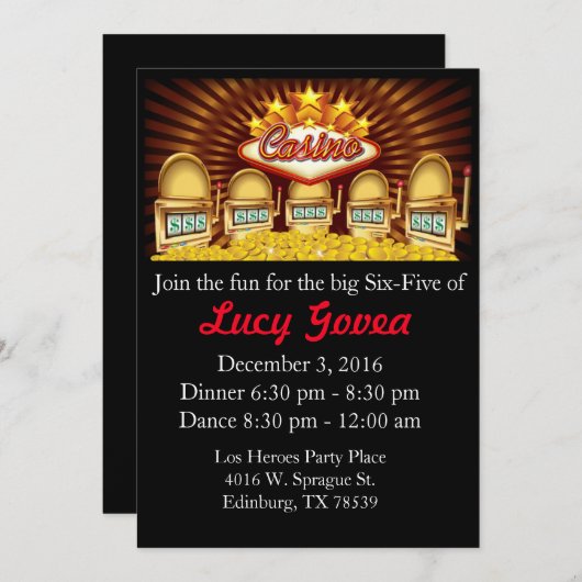 Jackpot-Geburtstagseinladung Einladung (Vorne/Hinten)