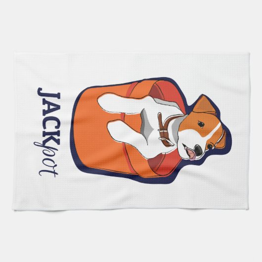 "Jackpot-" Jack-Russell-Terrier Handtuch (Horizontal)