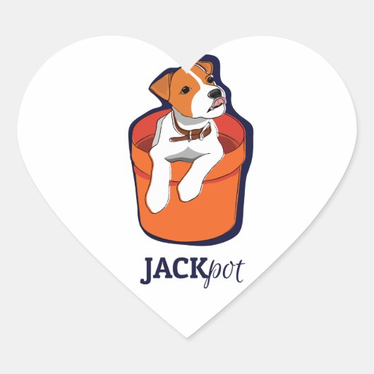"Jackpot"-Jack Russell Terrier Herz-Aufkleber (Vorderseite)