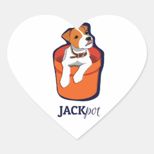 "Jackpot"-Jack Russell Terrier Herz-Aufkleber