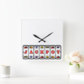 Jackpot-Spielautomat-Wanduhr (Licht) Quadratische Wanduhr (Zuhause)