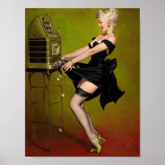 Jackpot Woman Art Pinup Poster (Vorne)