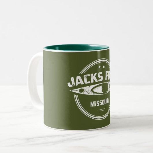 Jacks Fork River Missouri Kayaking Zweifarbige Tasse (Vorderseite Links)