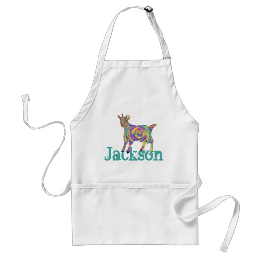 Jackson Add Name Rainbow Spiral Goat Animal Art Schürze (Vorne)