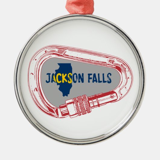 Jackson Falls Illinois Rock Climbing Carabiner Ornament Aus Metall (Vorne)